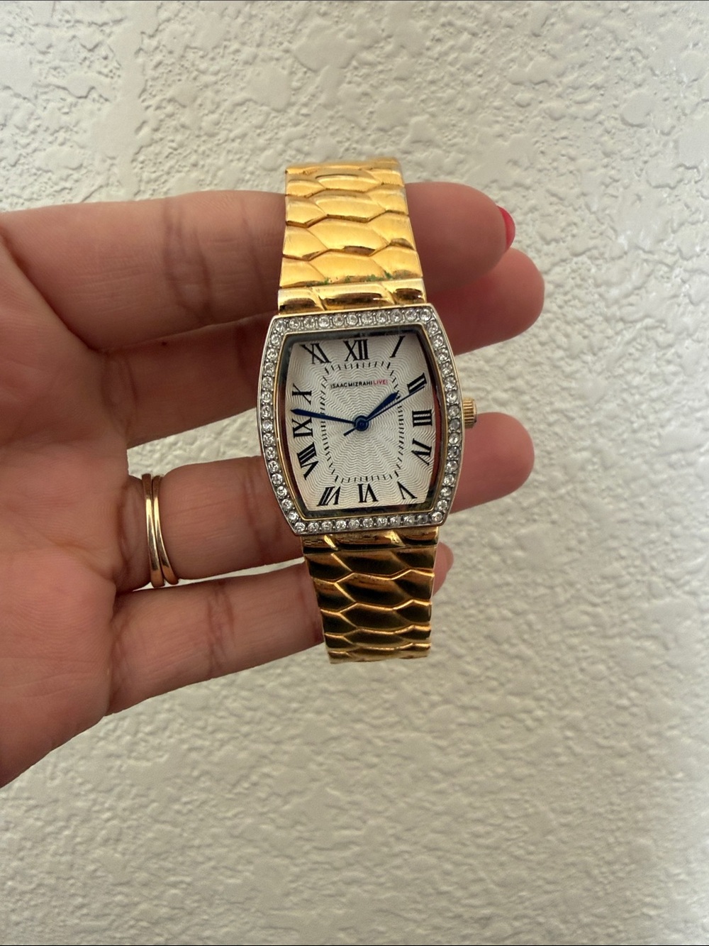 Gold Women's Dress Watch with Crystal Accents
